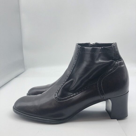 Brown Franco Sarto sz 6.5 Ankle boots booties Block Heel Vegan - Picture 6 of 16